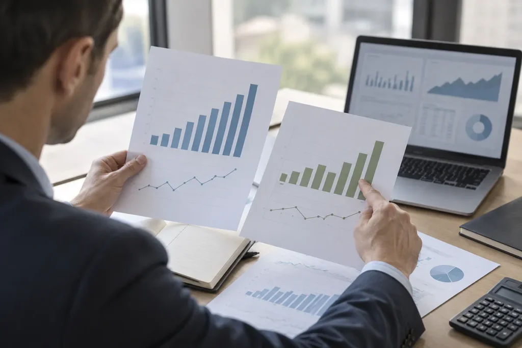 Investor porovnává přehled účetního zisku a peněžních toků