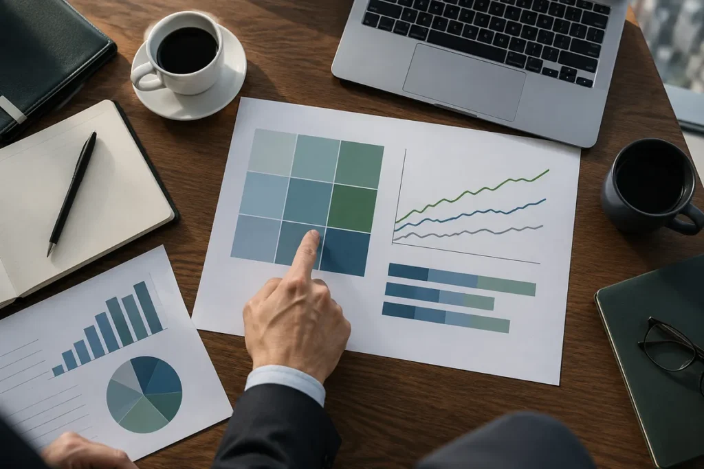Finanční report s maticí citlivosti a třemi variantami dalšího vývoje