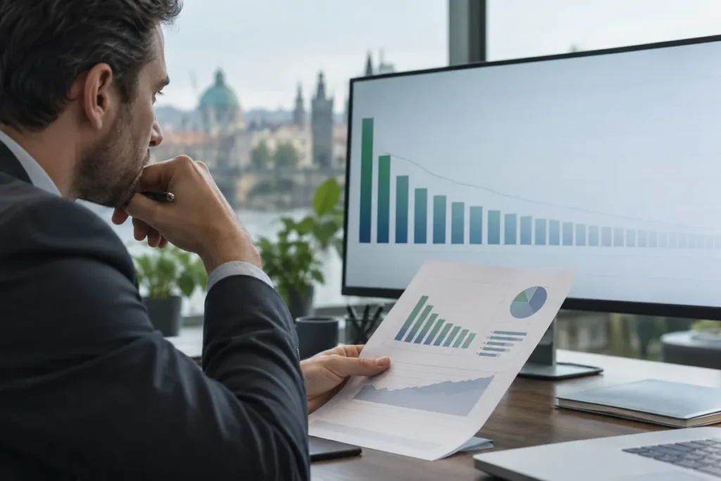 Porovnání krátké prognózy peněžních toků s dlouhodobým pokračováním na finančním monitoru